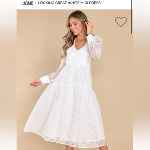 Sheer white long sleeve midi dress